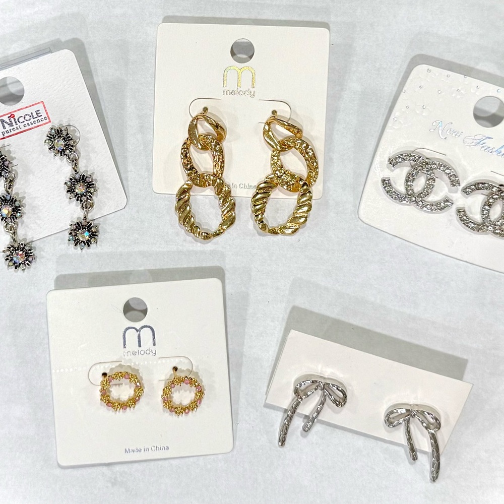 Bundle Set of Gold and Silver Earring Collection